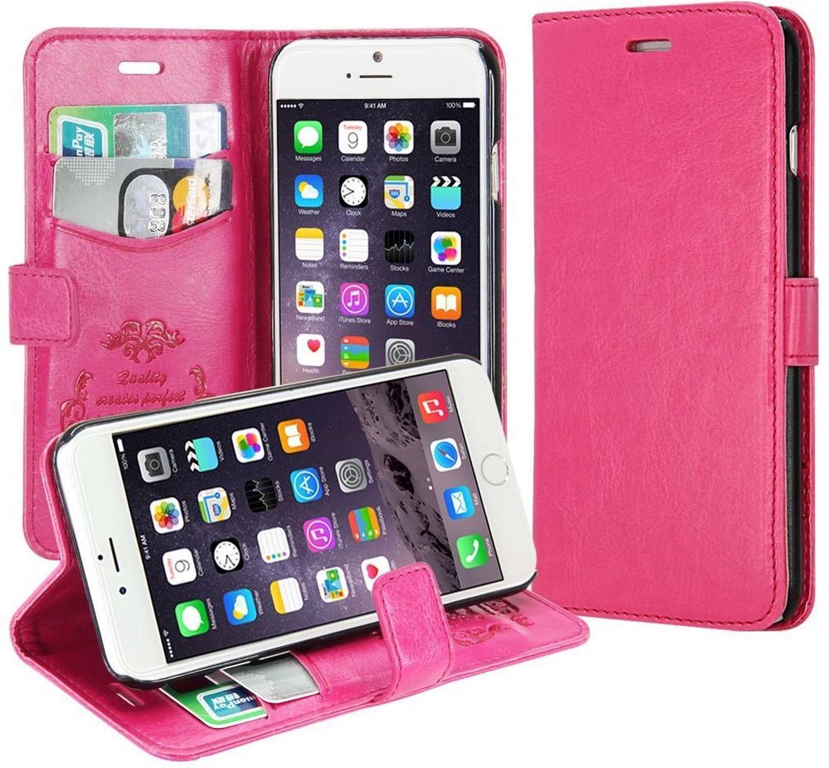 KDS Ultra Thin Cover Wallet case hoesje Telefoonhoesje Geschikt voor: iPhone 5 5S roze