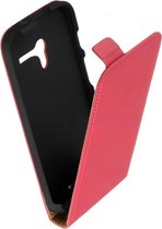 LELYCASE Lederen Flip Case Cover Hoesje Motorola Moto X Roze