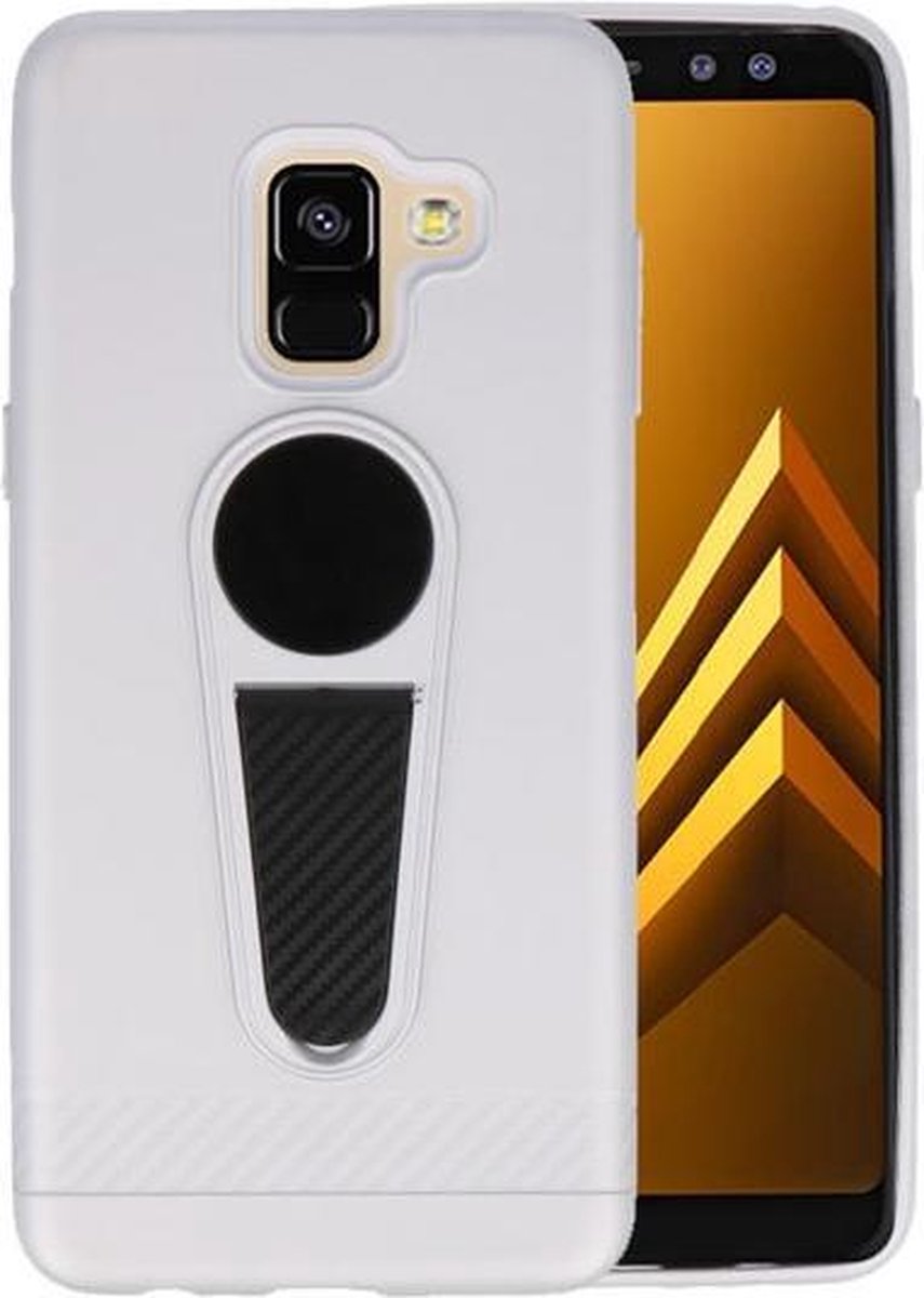 Zilver Magneet Stand Case hoesje voor Samsung Galaxy A8 2018