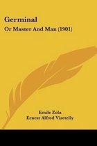 Boek kaft met tekst 'Germinal Or Master And Man (1901)' en een gele veer op een gele achtergrond.