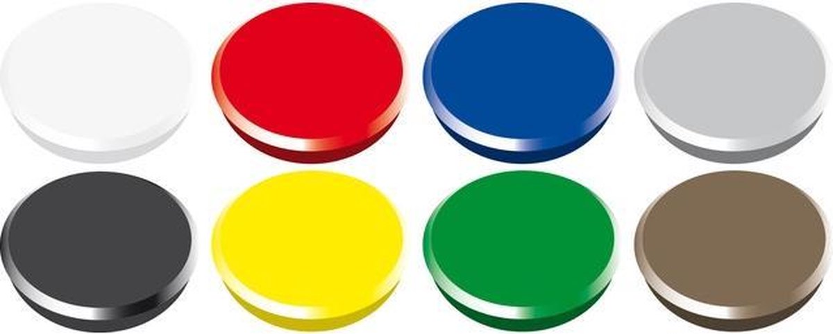 Magneet Alco 24mm rond blister a 6 stuks assorti