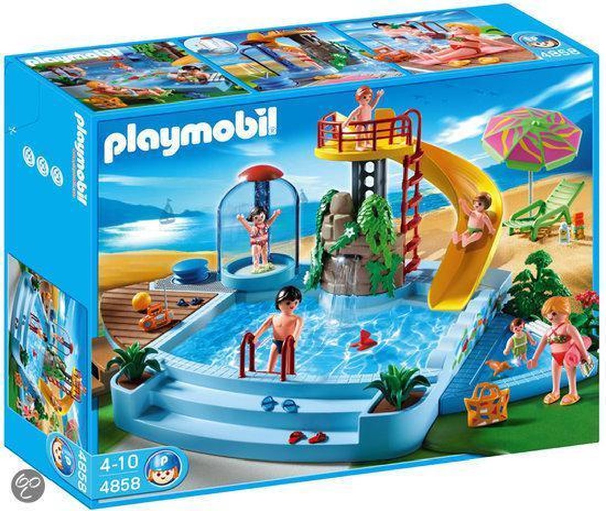 Monarch mentaal Snelkoppelingen Playmobil Openluchtzwembad Met Glijbaan - 4858 | bol.com