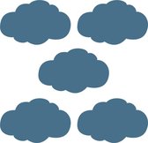 Muurstickers donker blauwe wolken - 5 stuks - 14x8cm