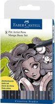 tekenstift Faber-Castell Pitt Artist Pen Manga 8-delig etui Basic FC-167107
