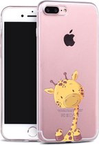 Apple Iphone 7 Plus / 8 Plus transparant siliconen giraffe hoesje - Girafje