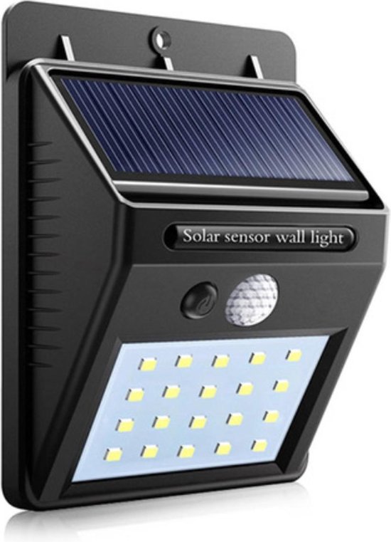 Solar LED Lamp Met Bewegingssensor - 20 LEDs - Zwart - Voor Buiten - | bol.com