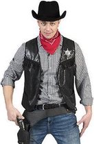 Funny Fashion - Cowboy & Cowgirl Kostuum - Cowboy Knallen Maar Vest Zwart Man - Zwart - Maat 60-62 - Carnavalskleding - Verkleedkleding