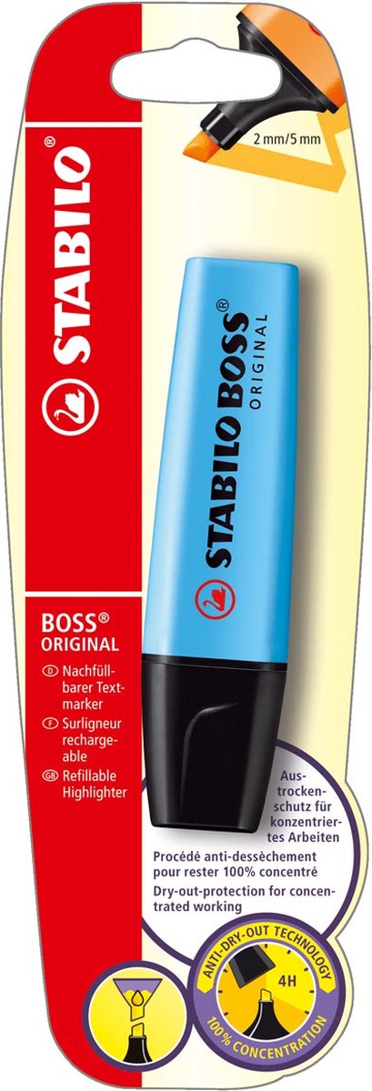 50x Markeerstift Stabilo Boss Original blauw (op blister)