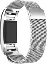 Milanees Horloge Band Geschikt Voor de Fitbit Charge 2 - Milanese Watchband - Armband RVS - Small/Large Zilverkleurig