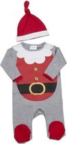 Pyjama Kerstman grijs en rood met muts - 6-9 maanden
