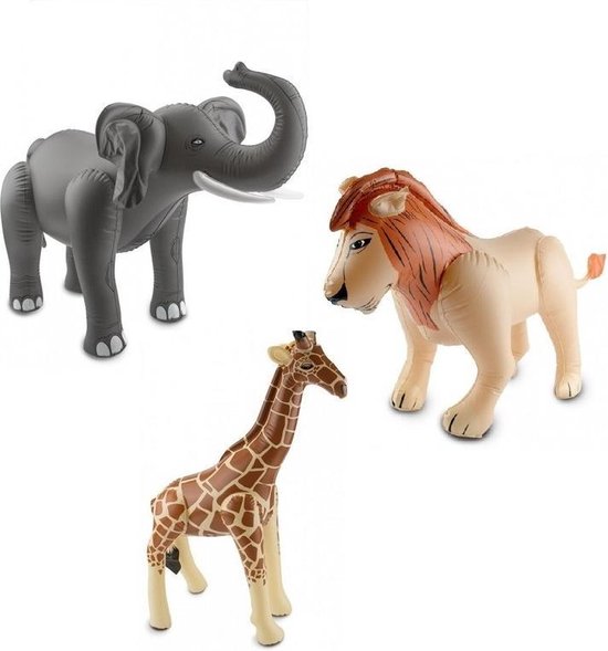 3x animaux gonflables éléphant lion et girafe | bol