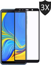 3x Screenprotector geschikt voor Samsung Galaxy A7 (2018) | Full Screen Cover Volledig Beeld | Tempered Glass - van iCall