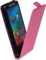 LELYCASE Lederen Flip Case Cover Hoesje Motorola Razr i XT890 Roze?