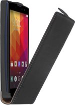 Zwart premium leder flipcase voor de LG Magna