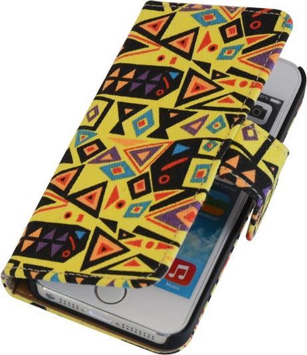 Abstract booktype wallet cover hoesje voor Apple iPhone 5 / 5s