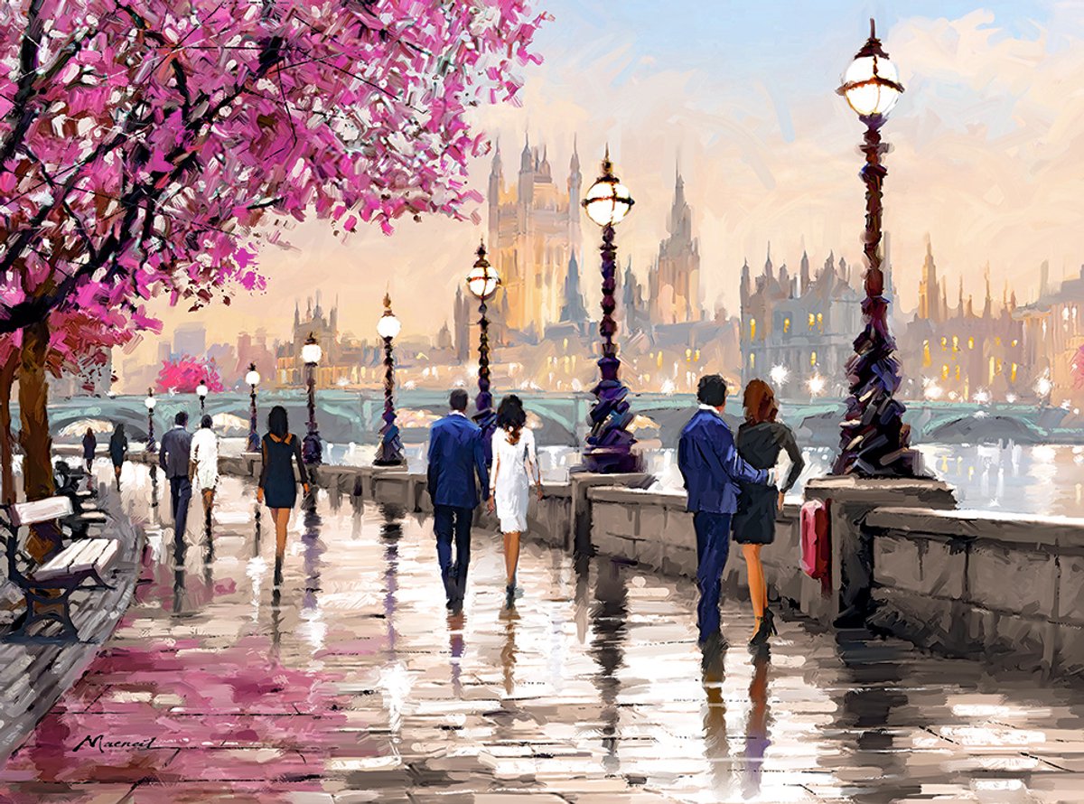 Castorland Along the River – Puzzel – 2.000 stukjes – Satijnen afwerking – Perfecte pasvorm – Europese kwaliteit — afbeelding 2