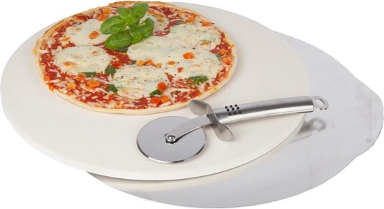 Pizzasteen bakken & grillen steen, perfect voor oven, barbecue en grill. Innovatieve dubbele - geconfronteerd ingebouwd - in 4 handgrepen ontwerp (14 x 16 x 0,6 rechthoekig