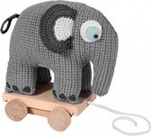 Sebra - Trekspeeltje gehaakte olifant - grijs