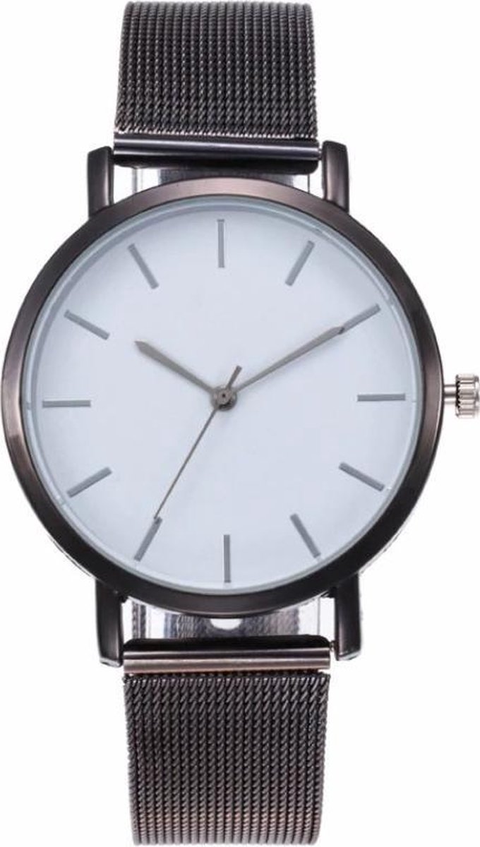 Fako® - Horloge - Mesh - Vintage - Staal - Ø 40mm - Zwart
