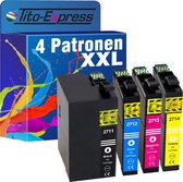 Tito-Express T2711-T2714 4x inkt cartridge alternatief voor Epson T2711-T2714 T2711 T2712 T2713 T2714 27 XL