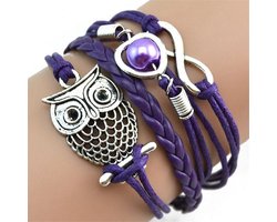 Fako Bijoux® - Multi Armband - Uiltje Hart Infinity - Paars