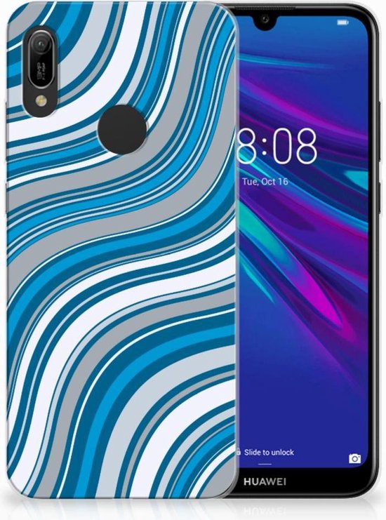 Coque Téléphone pour Huawei Y6 2019 | Y6 Pro 2019 Silicone Gel Case Blue  Waves | bol.com