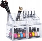Luxe Acryl Make-Up Organizer Met 3 Laden & Vakken - Beauty Visagie Lipstick Vakken Opbergsysteem Houder - Make Up Opberger - Transparant