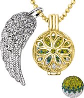 Quiges Engelenroeper 18mm Bolhouder met Ketting 90cm en Bolletje - Dames - Goudkleurig Bloem - EBS18154