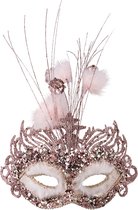 CARNIVAL TOYS - Luxe roze oogmasker voor dames - Maskers > Venetiaanse maskers