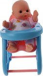 Jonotoys Babypopje Met Kinderstoel 14 Cm Blauw