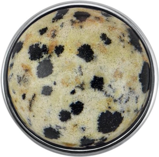 Quiges - Drukknoop 18mm Natuursteen Jasper Dalmatian Crème - EBCM181