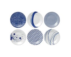 Royal Doulton Pacific - Gebaksbordjes Set - Porselein - Wit / Blauw - ⌀ 16 cm - 6 Stuks