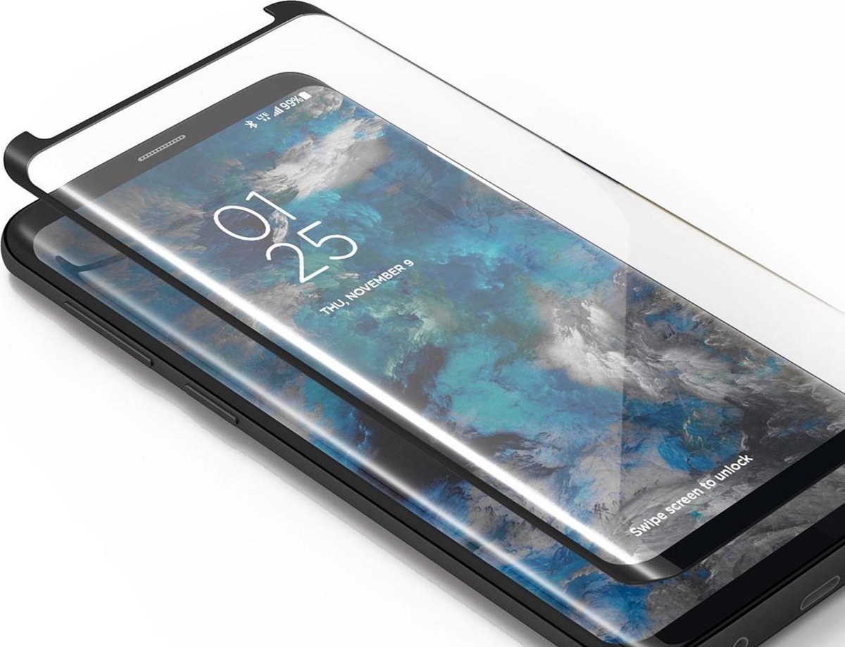 geschikt voor Samsung Galaxy S9 Curved Tempered Glass | bescherm glas + schoonmaak set | screenprotector