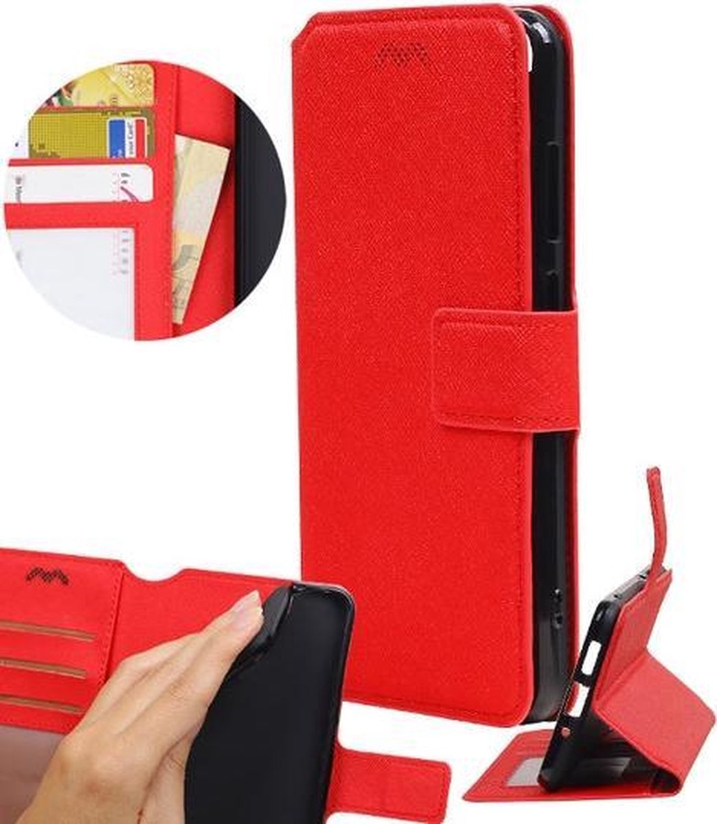 BestCases.nl Rood Huawei P8 Lite 2017 TPU wallet case booktype hoesje HM Book