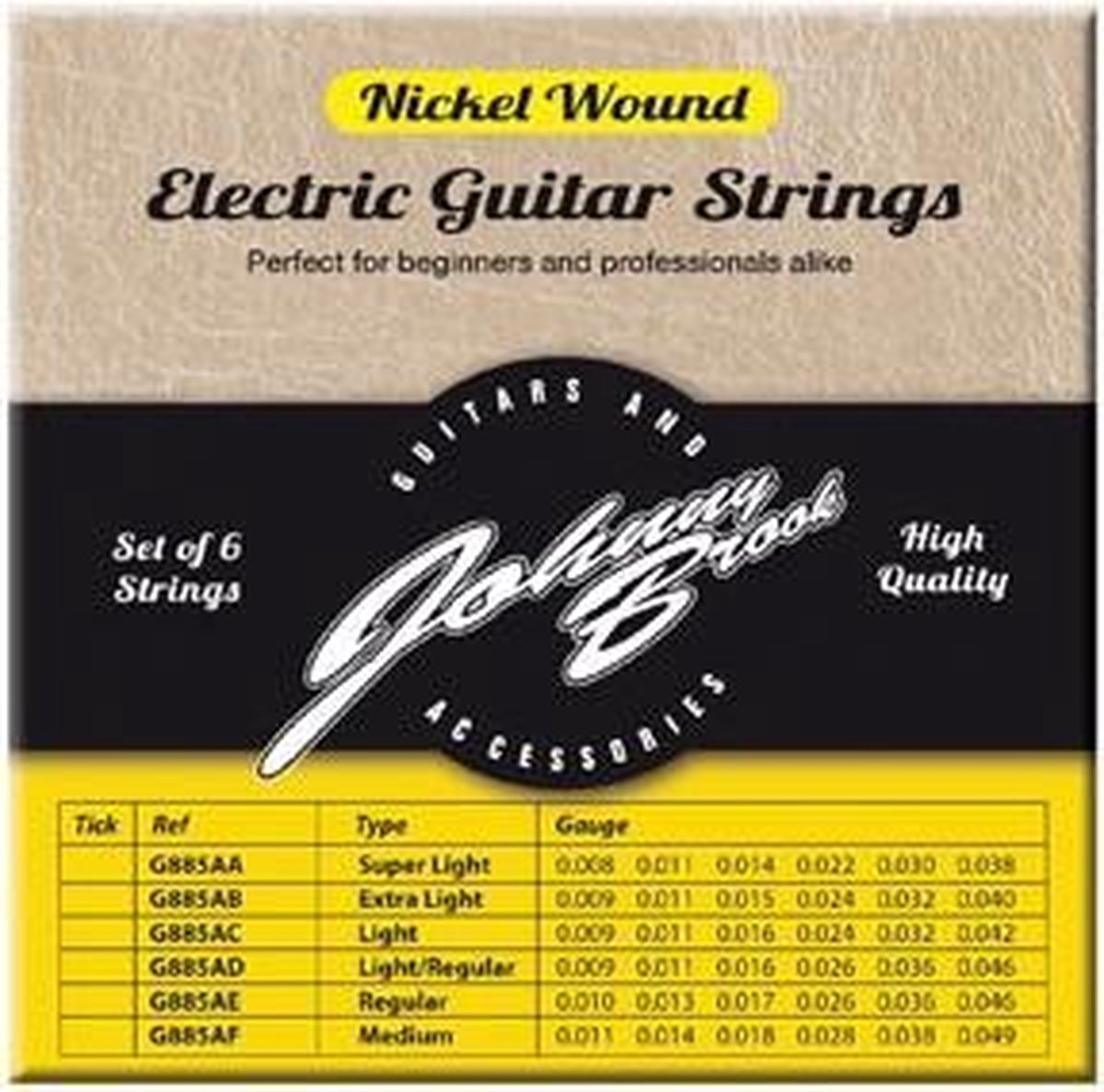 Set van 6 Nickel Wound Elektrische Gitaar Snaren - Gauge Medium