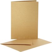 Creotime Parelmoer Kaarten & Enveloppen, afmeting kaart 10,5x15 cm, goud, 10 sets