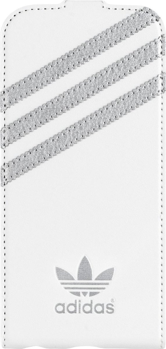 Adidas Basics Premium Flip Case voor iPhone 6/6S Wit/Zilver