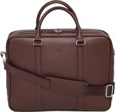 S.Babila Laptoptas - Aktetas - Luxe Schoudertas uit Volrundleer - Schooltas - Burgundy (47299 BY)