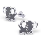Zilveren oorbellen grijze olifant
