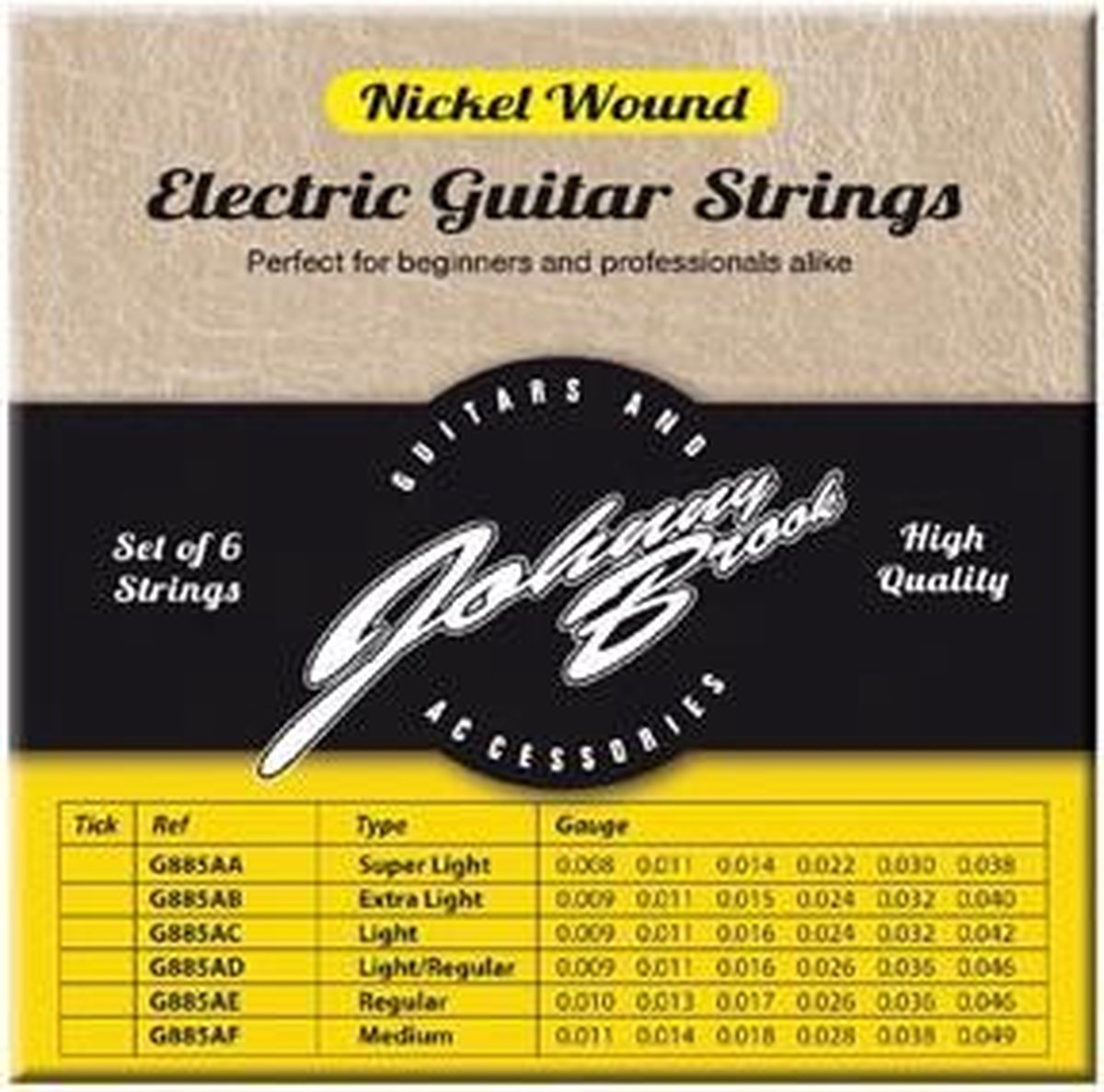 Set van 6 Nickel Wound Elektrische Gitaar Snaren - Gauge Light