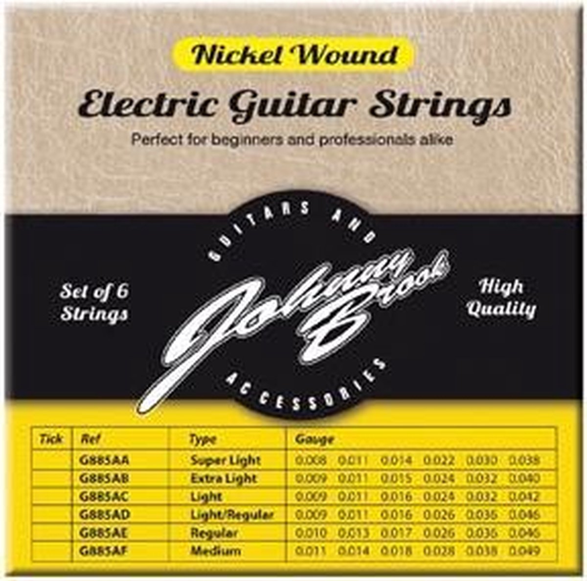 Set van 6 Nickel Wound Elektrische Gitaar Snaren - Gauge Extra Light