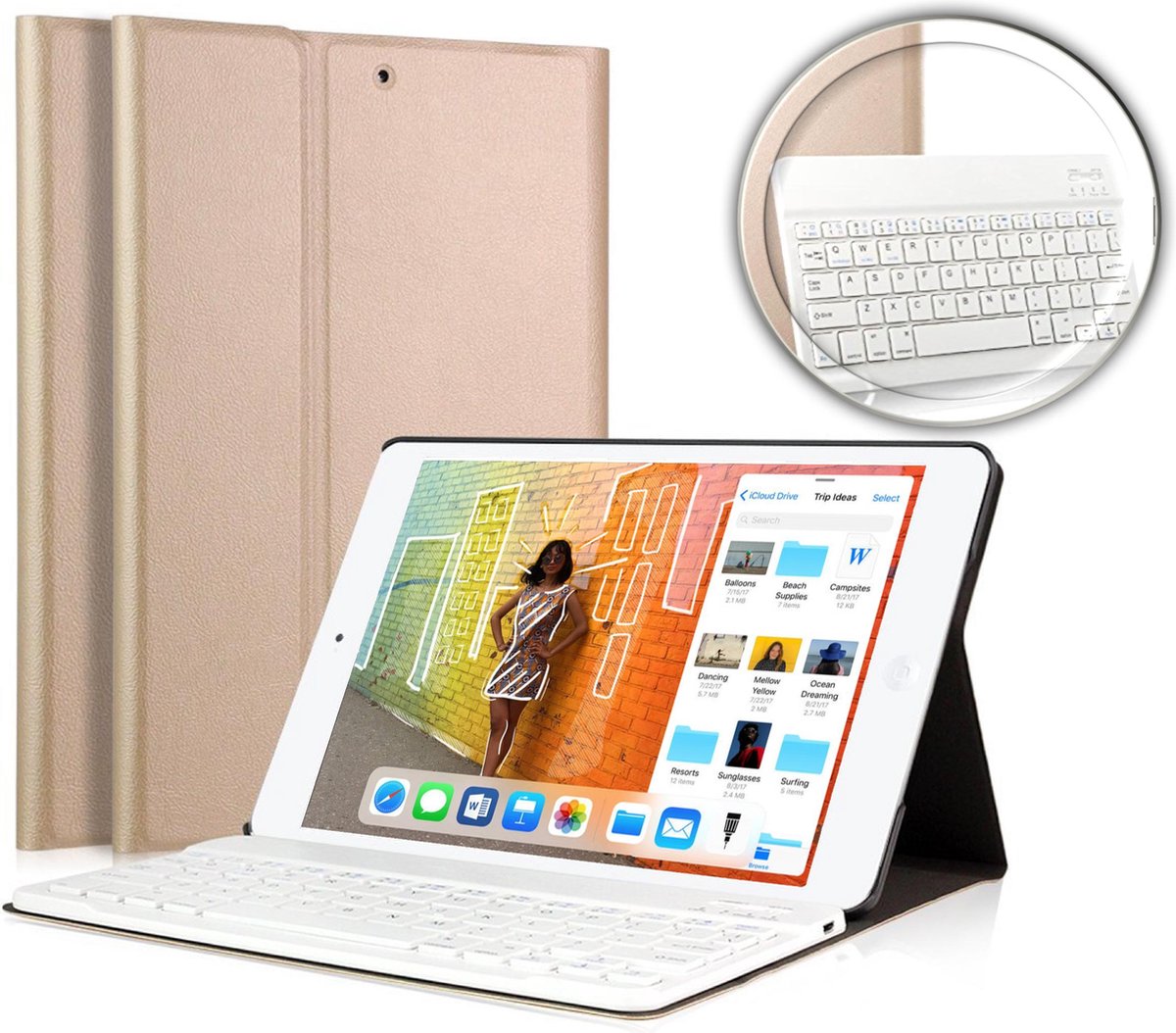 iPad 2018 Hoes met Toetsenbord - 9.7 inch - iPad 2018 Hoes Book Case Cover Hoesje met Toetsenbord Goud - iCall