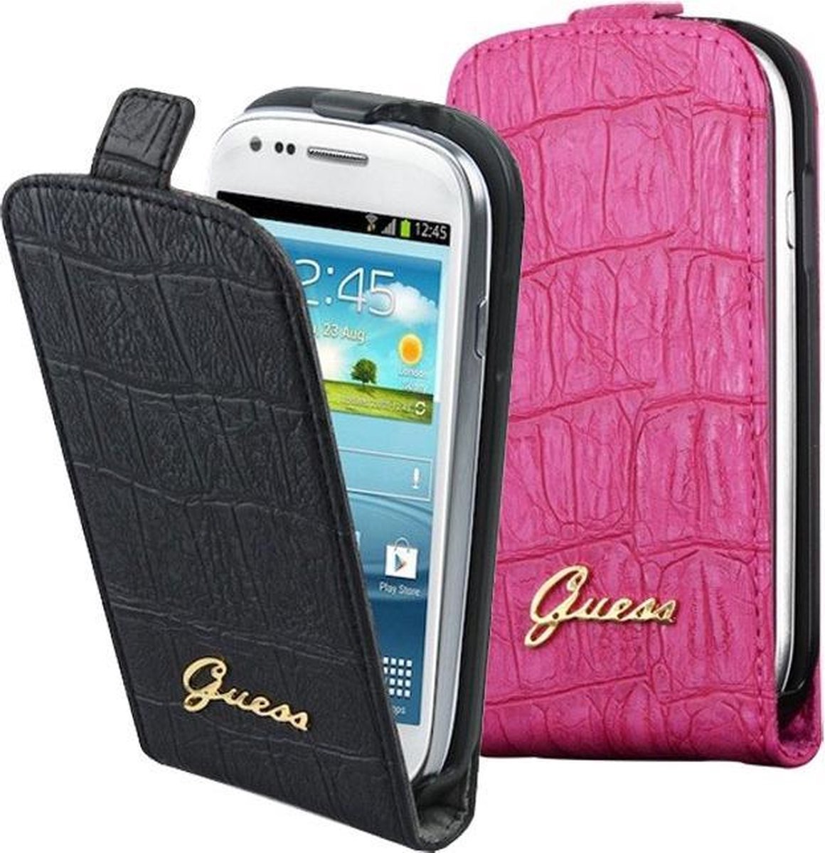 Guess Crocodile Samsung Galaxy S3 Mini Flip Case Black Matte