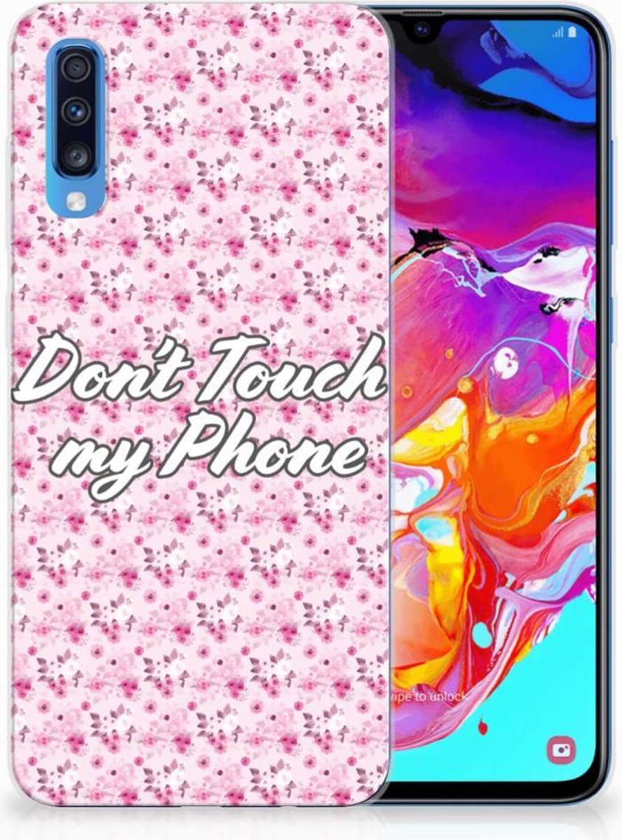 Samsung Galaxy A70 Silicone-hoesje Flowers Pink DTMP