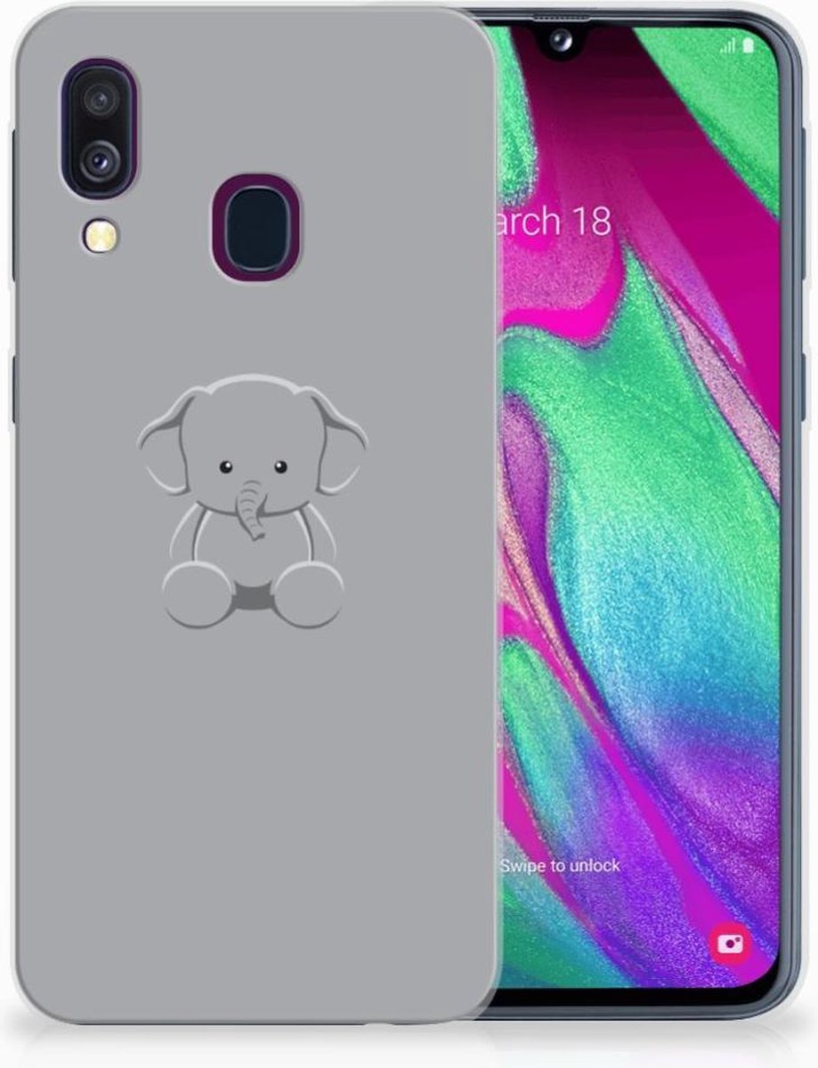 Samsung Galaxy A40 Telefoonhoesje met Naam Grijs Baby Olifant