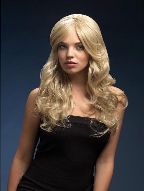 Perruque Femme Longue Bouclée Blond Foncé Meredith - Synthétique, Taille Moyenne, Neuve