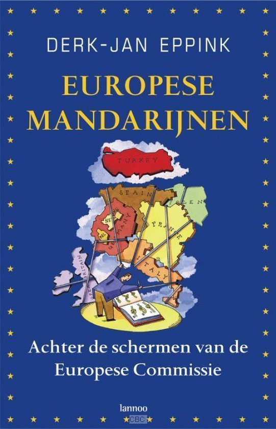 Boek 'Europese Mandarijnen' van Derk-Jan Eppink met een illustratie van Europa.