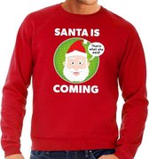 Foute kersttrui - Santa is coming - thats what she said - rood voor heren 2XL (56)