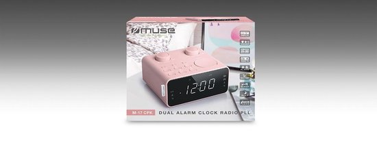 Muse M-17CPK - Digitale wekkerradio met groot display, roze