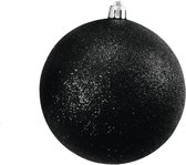Europalms Kerstbal 10cm, black, glitter 4x